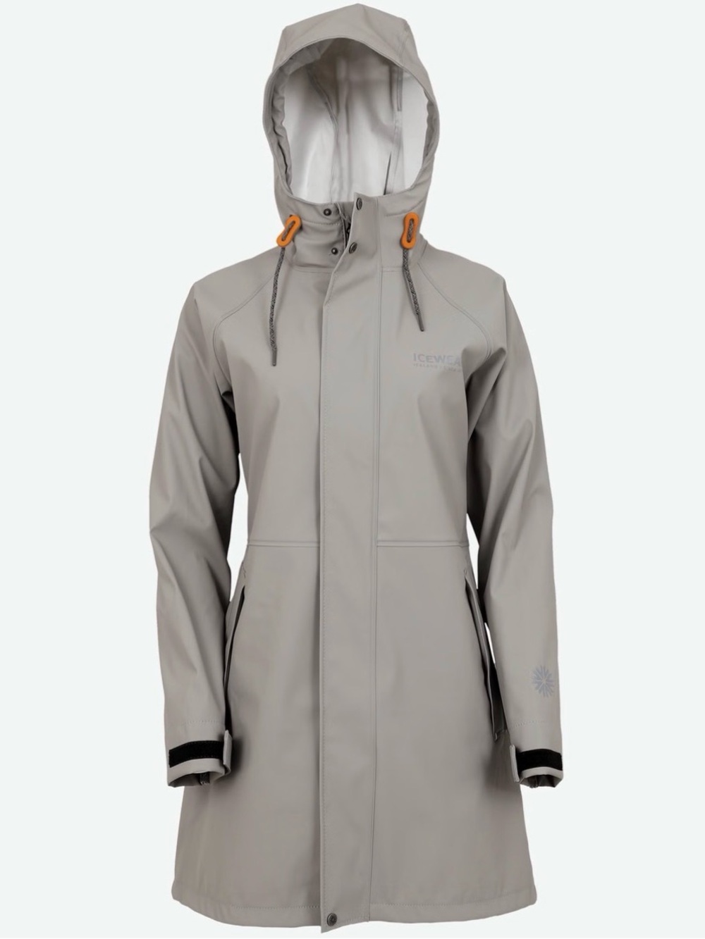 Icewear Women's Light Gray Waterproof Trench Coat with Hood